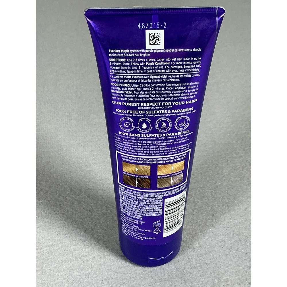 L'Oréal Paris EverPure Purple Shampoo 6.8 Oz Sulfate Free Color Care‎ Vegan